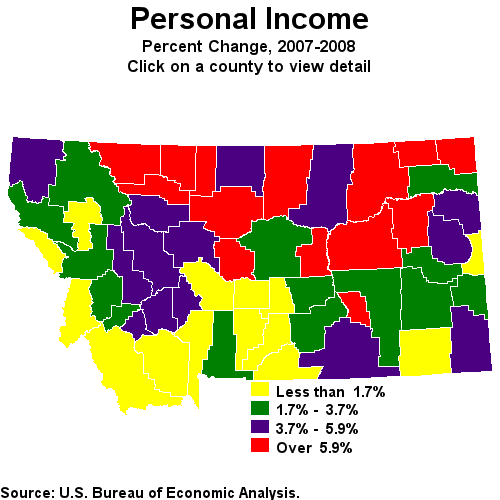 Choropleth map of growth