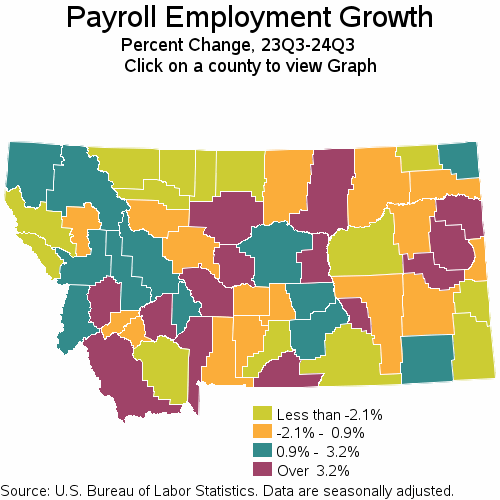 Choropleth map of growth